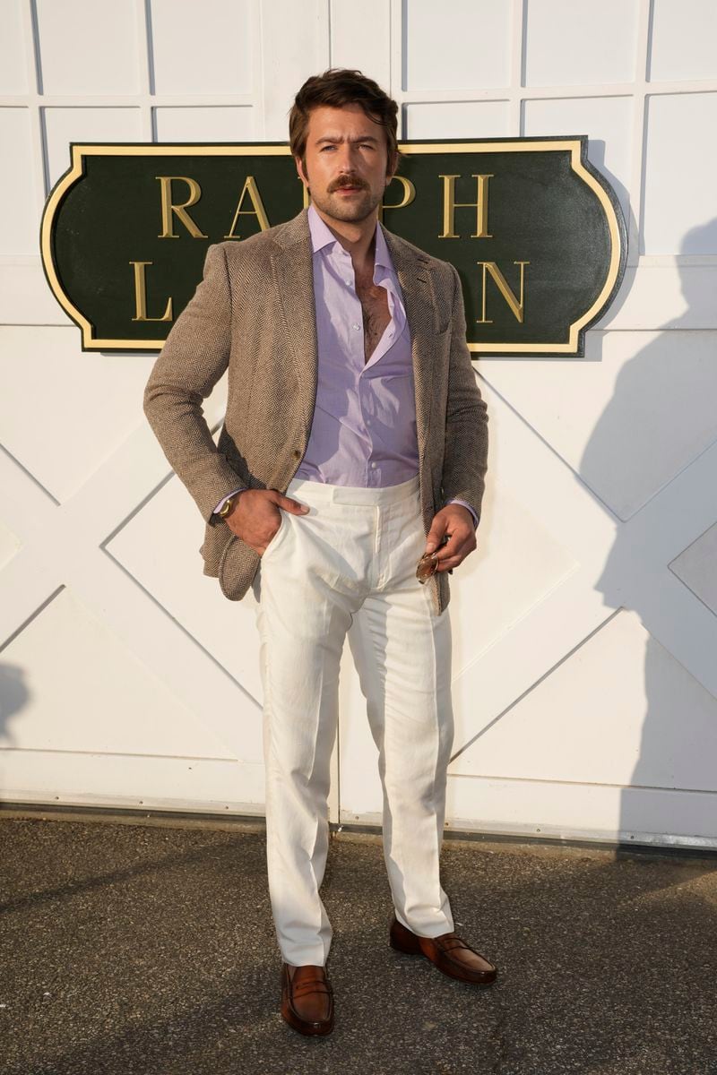 Brandon Sklenar attends the Ralph Lauren Spring/Summer 2025 fashion show as part of New York Fashion Week on Thursday, Sept. 5, 2024, at Khalily Stables in Bridgehampton, N.Y. (Photo by Charles Sykes/Invision/AP)