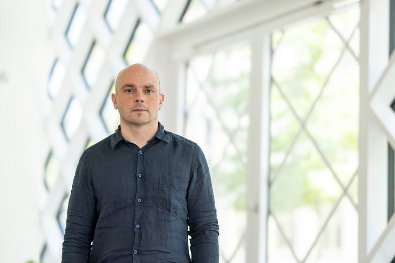 Andrei Pivovarov, a Russian dissident freed in the historic Aug. 1 prisoner swap, poses for a portrait after an interview with The Associated Press in Berlin, Germany, on Sunday, Aug. 12, 2024. (AP Photo/Axel Schmidt)