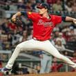 Atlanta Braves pitcher Max Fried throws in the fourth inning of a baseball game against the Kansas City Royals, Friday, Sept. 27, 2024, in Atlanta. The Braves won 3-0. (AP Photo/Jason Allen)