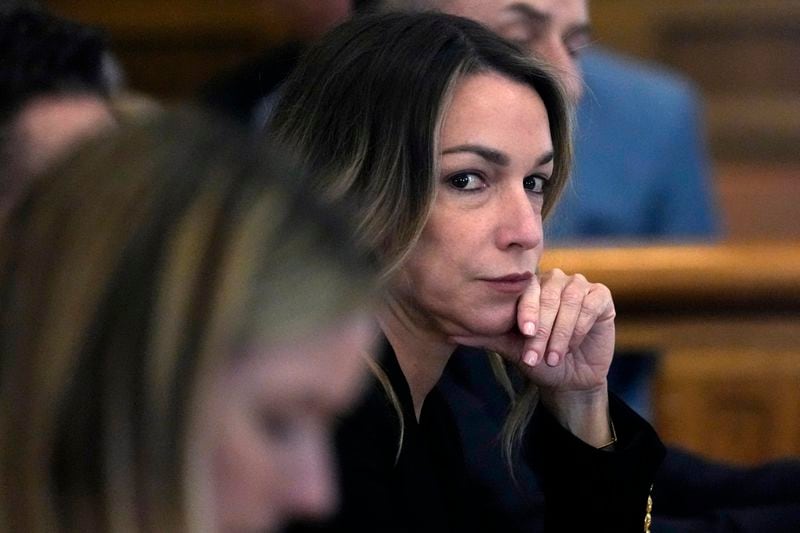 FILE — Karen Read listens to testimony during her trial at Norfolk County Superior Court, Friday, May 17, 2024, in Dedham, Mass. (AP Photo/Charles Krupa, Pool, File)