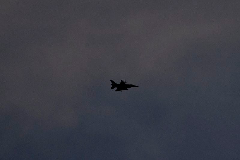 An Israeli Air Force war plane cross the sky over Israel, Saturday, Sept. 21, 2024. (AP Photo/Ariel Schalit)