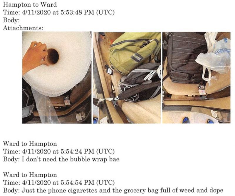 Asa Ward and Katrina Hampton are among 23 people indicted on allegations that they took part in a conspiracy to smuggle drugs into Georgia state prisons. This image was part of the federal indictments unsealed on Wednesday. Courtesy