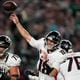 Atlanta Falcons quarterback Kirk Cousins (18) throws during the first half of an NFL football game against the Philadelphia Eagles on Monday, Sept. 16, 2024, in Philadelphia. (AP Photo/Matt Slocum)