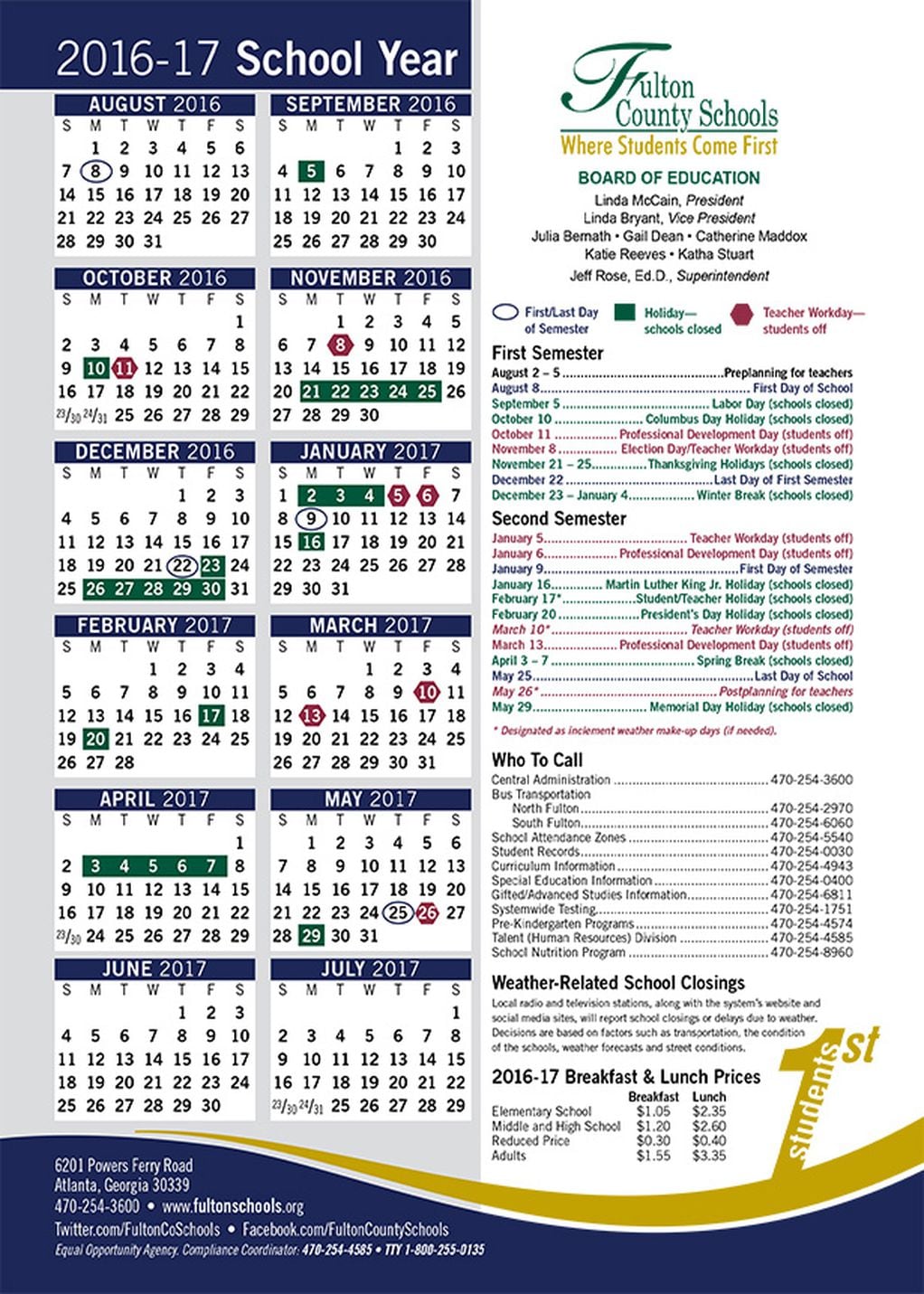 Fulton county deals school schedule