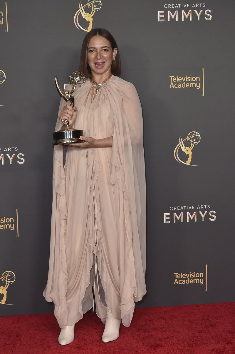 Maya Rudolph poses with her Emmy for outstanding character voice-over performance for “Big Mouth" on night one of the Creative Arts Emmy Awards on Saturday, Sept. 7, 2024, in Los Angeles. (Photo by Richard Shotwell/Invision/AP)