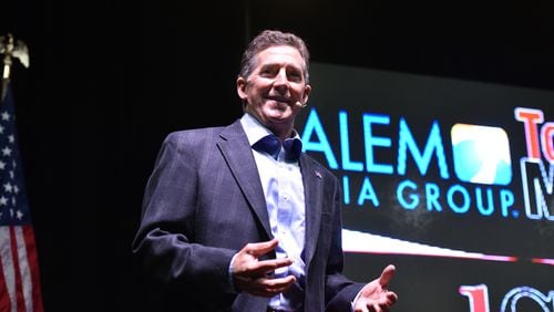 Jim DeMint, then president of the Heritage Foundation, speaks during the RedState Gathering in Atlanta, August 2015. (AJC Photo / Hyosub Shin)