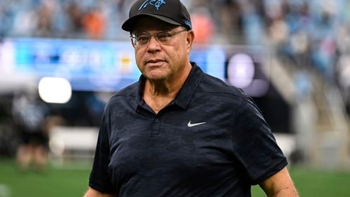 FILE - Carolina Panthers owner David Tepper looks on during the NFL football team's training camp in Charlotte, N.C., Saturday, July 27, 2024. (AP Photo/Matt Kelley, File)