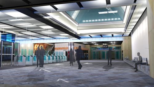 A rendering of the redesigned Airport Station concourse.