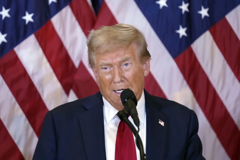 Republican presidential nominee former President Donald Trump speaks at Trump Tower in New York, Thursday, Sept. 26, 2024. (Seth Wenig)