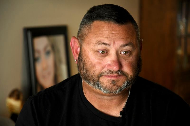 Robert Olds, uncle of Rikki Olds, who was fatally shot along with nine other people at a grocery store in Boulder, Colo., in 2021, is interviewed in Lafayette, Colo., Tuesday, Aug. 27, 2024. (AP Photo/Thomas Peipert)