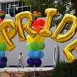 Balloons spell out “PRIDE” at Gwinnett County’s first-ever Pride Month celebration, which was held at the Gwinnett Justice and Administration Center in June 2021.