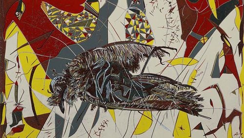 "Agitato Death" (1992) is one of the works in printmaker Norman J. Wagner's exhibit at Atlanta Printmakers Studio. Wagner is giving an artist talk on January 20 during a 4-6 p.m. closing reception.