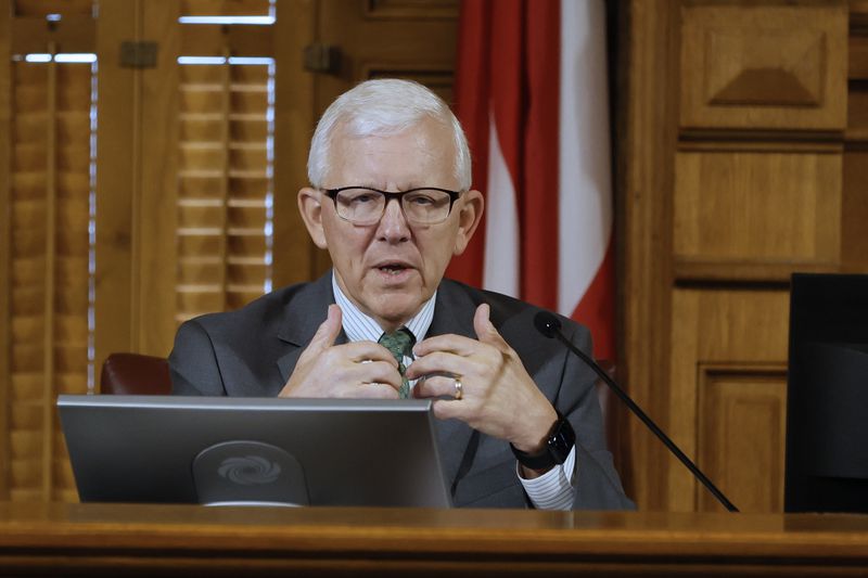 The new chairman of the State Board of Elections, Judge William Duffey, answered a question during the Election Board meeting on Monday, August 22, 2022. Gov. Brian Kemp appointed Duffey to preside over the State Board of Elections. Miguel Martinez / miguel.martinezjimenez@ajc.com