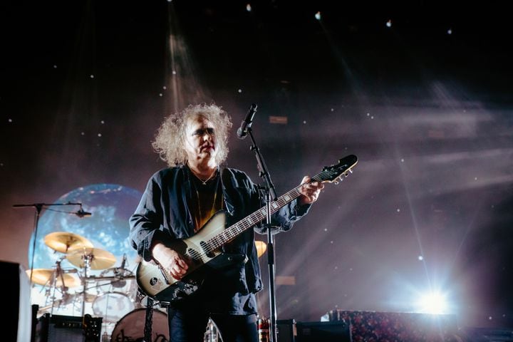 The Cure performs to an excited crowd at the State Farm Arena on June 27, 2023. (Sophie Harris for The Atlanta Journal-Constitution).