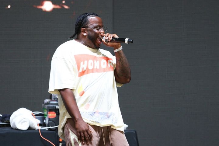NandoSTL performs at T-Pain's Mansion in Wiscansin Party tour to Lakewood Amphitheatre on Saturday, June 29, 2024. The Openers were LaRussel, NandoSTL and Young Cash.
Robb Cohen for the Atlanta Journal-Constitution