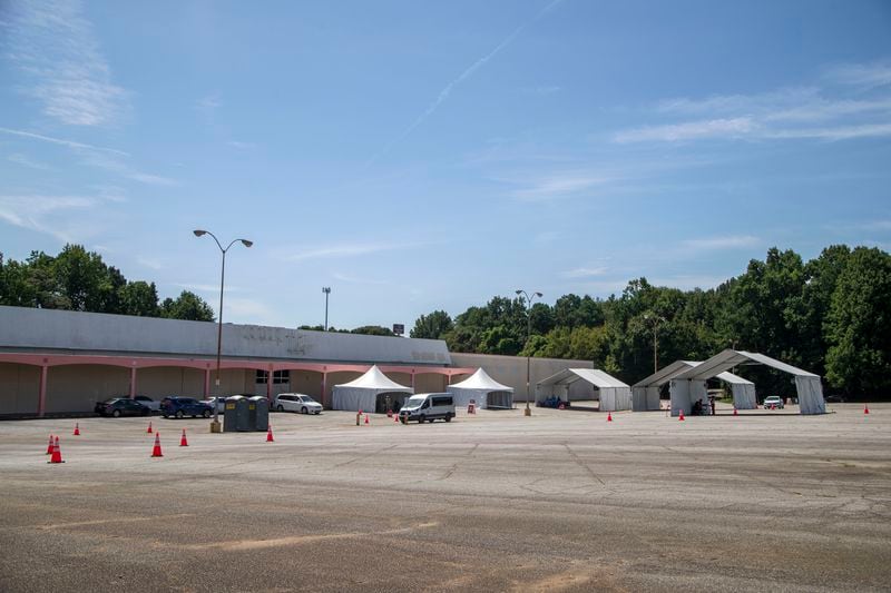 08/27/2020 - Doraville, Georgia - The exterior of a DeKlab County Board of Health COVID-19 testing site in the parking lot of a closed K-Mart in Doraville, Thursday, August 27, 2020. (ALYSSA POINTER / ALYSSA.POINTER@AJC.COM)