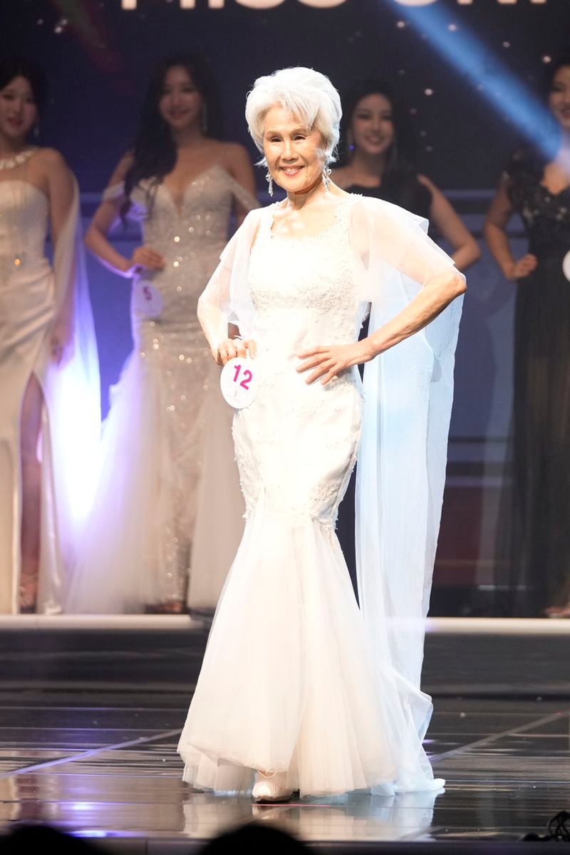 South Korean Choi Soon-hwa, 81-year-old, competes during the 2024 Miss Universe Korea in Seoul, South Korea, Monday, Sept. 30, 2024. (AP Photo/Lee Jin-man)