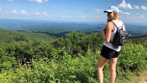 Grace Powell, 19, takes in the view during a stop along the Blue Ridge Parkway. Photo courtesy of Shirley Powell