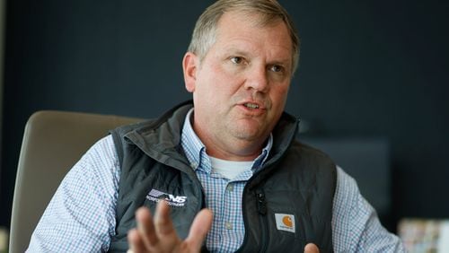 Norfolk Southern CEO Alan Shaw speaks during an interview at the Norfolk Southern Headquarters in Atlanta on Tuesday, April 4, 2023. (Miguel Martinez/The Atlanta Journal-Constitution/TNS)