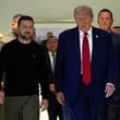 Republican presidential nominee former President Donald Trump meets with Ukraine's President Volodymyr Zelenskyy at Trump Tower, Friday, Sept. 27, 2024, in New York. (AP Photo/Julia Demaree Nikhinson)