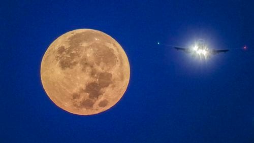 Weather permitting, Atlanta may see both a full moon and a partial lunar eclipse on Tuesday, Sept. 17. This image was taken September 29, 2023. (John Spink / John.Spink@ajc.com)