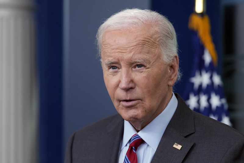 President Joe Biden speaks to the media in the White House press room, Friday, Oct. 4, 2024, in Washington. (AP Photo/Susan Walsh)