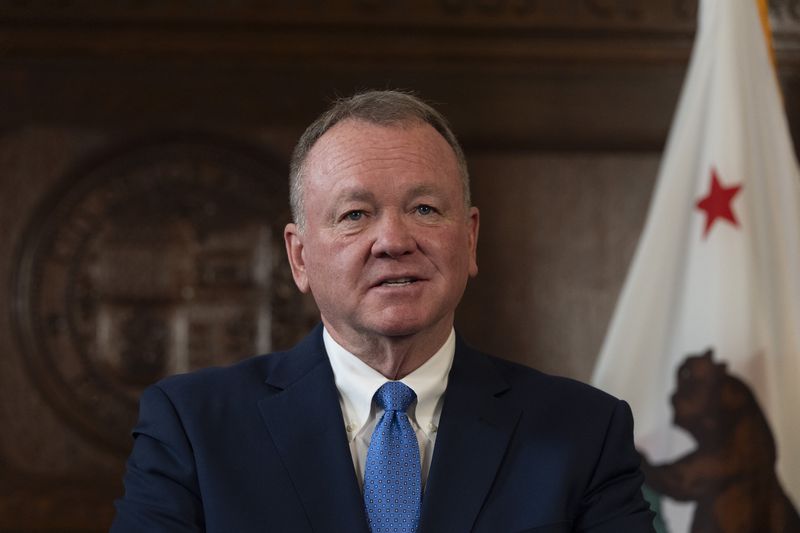 Newly appointed Los Angeles Police Chief Jim McDonnell speaks during a news conference in Los Angeles, Friday, Oct. 4, 2024. (AP Photo/Jae C. Hong)