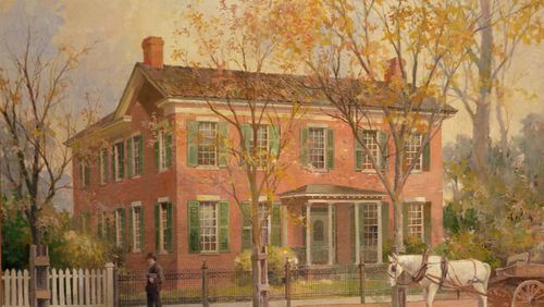 This former boarding house on Marietta Street housed the Pemberton Chemical Co., where John Pemberton and his partners developed the caffeine-infused syrup intended to cure headaches. PAINTING, BY WILBUR KURTZ, COURTESY OF COCA-COLA