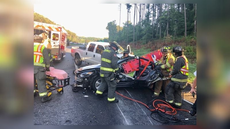 The wrong-way driver who caused the four-vehicle wreck was the only person injured in the collision, firefighters said.