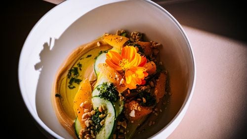 A dish of zephyr squash at Commune in Avondale Estates looked and tasted like something that would be served in a more expensive restaurant. Courtesy of Kevin Brown