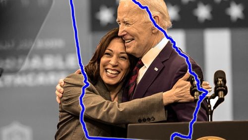 The AJC attempted to contact each of the party’s 109 state delegates and interviewed nearly half of them. Of the 50 people interviewed, all but two said they would back Biden’s reelection bid without hesitation. AP photo. Photo illustration by ArLuther Lee