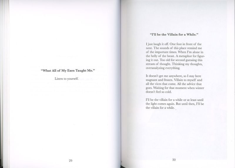 Spread from Sean Fahie's first book, "Things About Women & Other Short Stories I Seem to Forget." The 2013 book focuses on the author's years fumbling through the Atlanta dating scene and art world after the breakup of a romance.