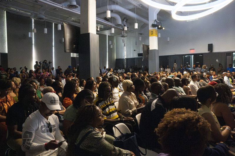 Black business owners gather for the "Family Meeting," an event designed to inspire and educate entrepreneurs, at The Gathering Spot in Atlanta on Tuesday, Aug. 27, 2024. (Olivia Bowdoin for the AJC).