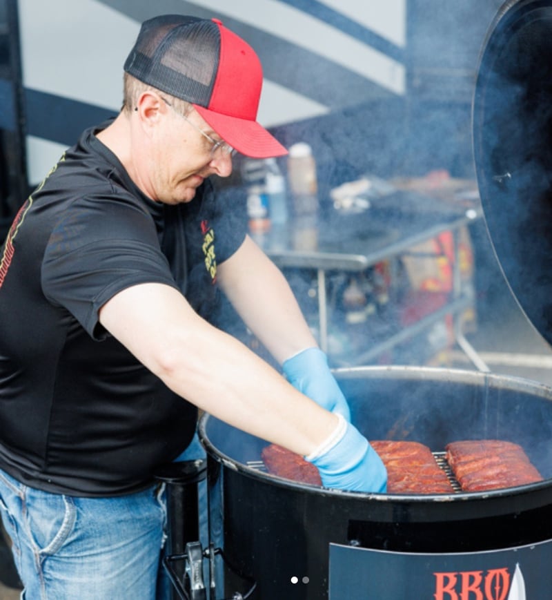 There’s all kinds of meats smoking on the grill at the Pigs & Peaches BBQ Festival.