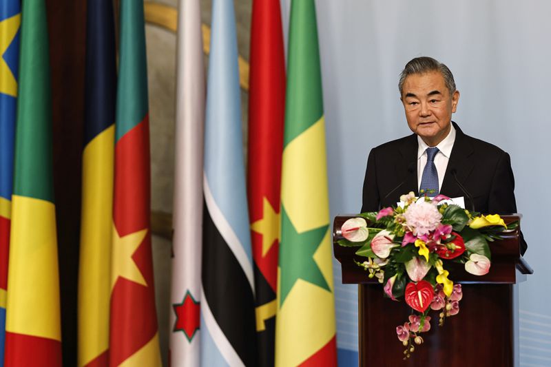 China's Foreign Minister Wang Yi delivers a speech at the ministerial conference of the 2024 Summit of the Forum on China-Africa Cooperation (FOCAC) in Beijing, Tuesday, Sept. 3, 2024. (Tingshu Wang/Pool Photo via AP)