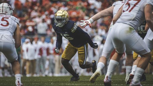 Former Notre Dame safety K.J. Wallace announced his decision to transfer to Georgia Tech on May 1, 2022. (Notre Dame)