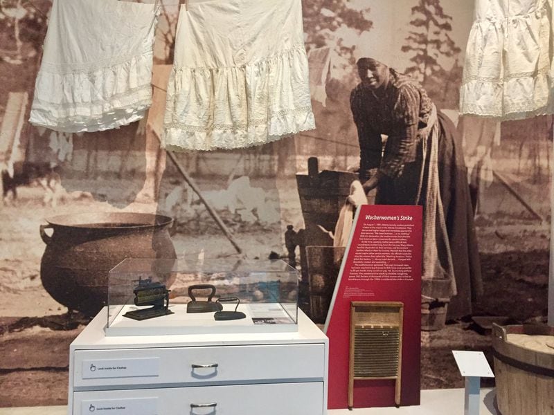 An Atlanta History Center exhibit on the Laundry Workers’ Strike of 1881, during which more than 3,000 African-American laundresses stopped work for weeks, demanding fair wages.