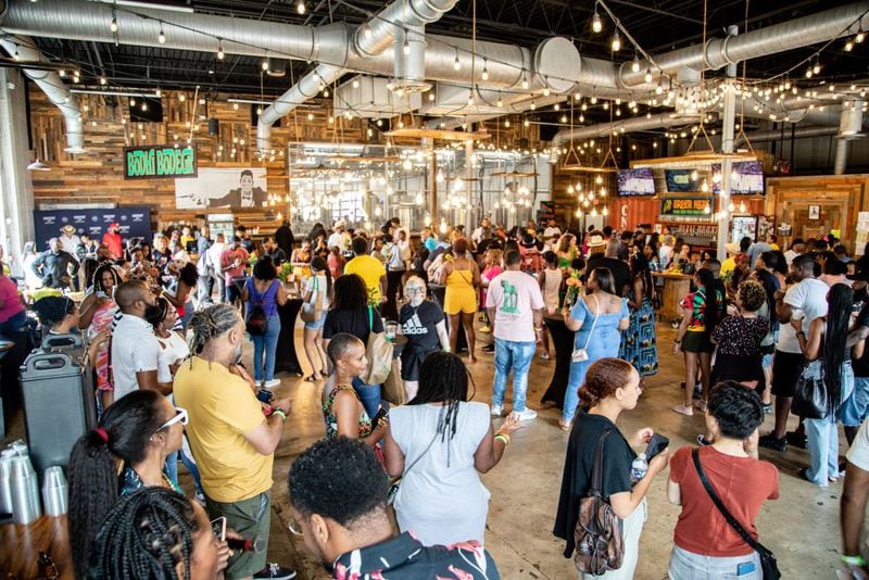 The crowd participates in the first Creole Food Festival at Best End Brewing in Atlanta on July 9, 2022.