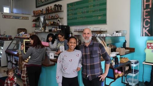 Ashley Saunders (left) and Moss Mills of Junkman's Daughter (right) opened Ash Coffee in Virginia Highlands.