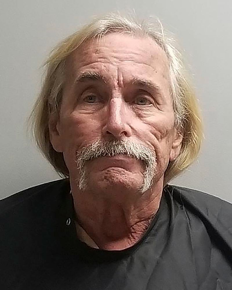 The booking photo provided by the Cochise County, Ariz., Sheriff's Office shows Ronald Lee Syrvud, 66, of Benson, Ariz., who was arrested Thursday, Aug. 22, 2024, on suspicion of making death threats against Republican presidential candidate former President Donald Trump the same day he was visiting the border in the area. (Cochise County Sheriff's Office via AP)