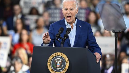 FILE - President Joe Biden speaks at a campaign rally in Raleigh, N.C., June. 28, 2024. It's been two weeks since Biden's debate with Donald Trump and there's rampant gloom in the party about Biden's chances in the fall if he stays in the race. On Thursday, July 11, the 11th lawmaker joined the list of Democrats calling on Biden to end his candidacy. After days of reckoning, many more are known to be harboring that wish. (AP Photo/Matt Kelley, File)