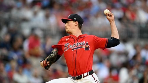 Atlanta Braves pitcher Max Fried (54) throws a pitch against Philadelphia Phillies during the first inning at Truist Park on Friday, July 5, 2024 in Atlanta. (Hyosub Shin / AJC)