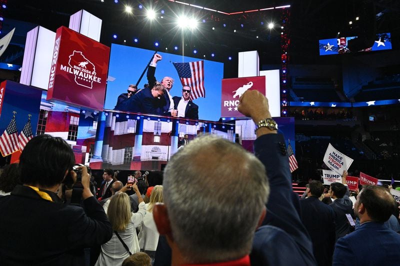 Donald J. Trump, Jr. speaks during the third day of the Republican National Convention, Wednesday, July 17, 2024, in downtown Milwaukee, WI. (Hyosub Shin / AJC)