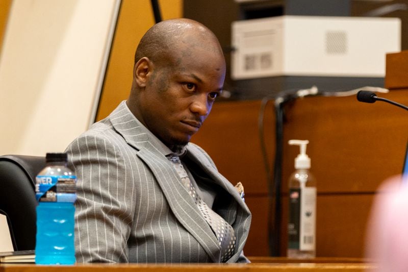 Kenneth Copeland, aka Lil Woody, takes the stand during the YSL trial, featuring Atlanta rapper Young Thug, at the Fulton County Courthouse in Atlanta on Monday, August 12, 2024. (Arvin Temkar / AJC)