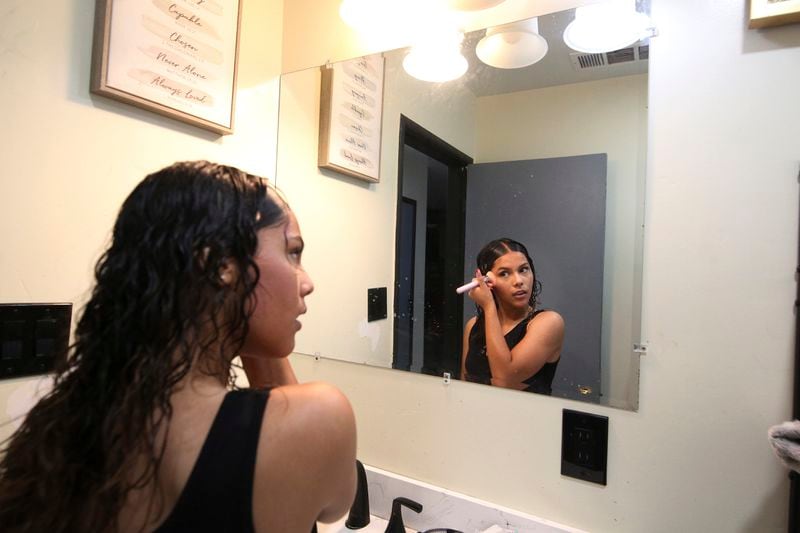 Melinda Gonzalez, 14, has benefitted from a program at Fort Miller Middle School to reduce chronic absenteeism in Fresno, Calif., Wednesday, Aug. 14, 2024. (AP Photo/Gary Kazanjian)