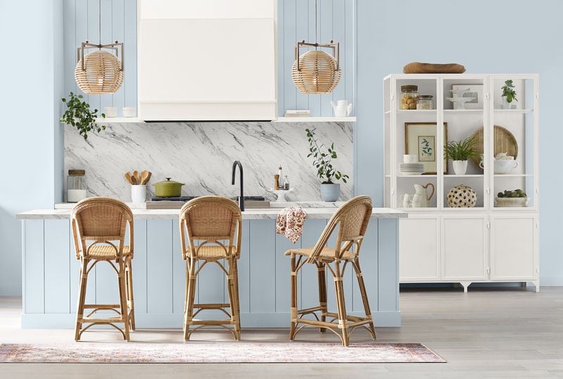 Every year paint company Sherwin-Williams chooses a color of the year. Its 2024 color is Upward SW 6230, a shade of blue associated with peace and relaxation, according to the company. Photo: Courtesy of Sherwin-Williams