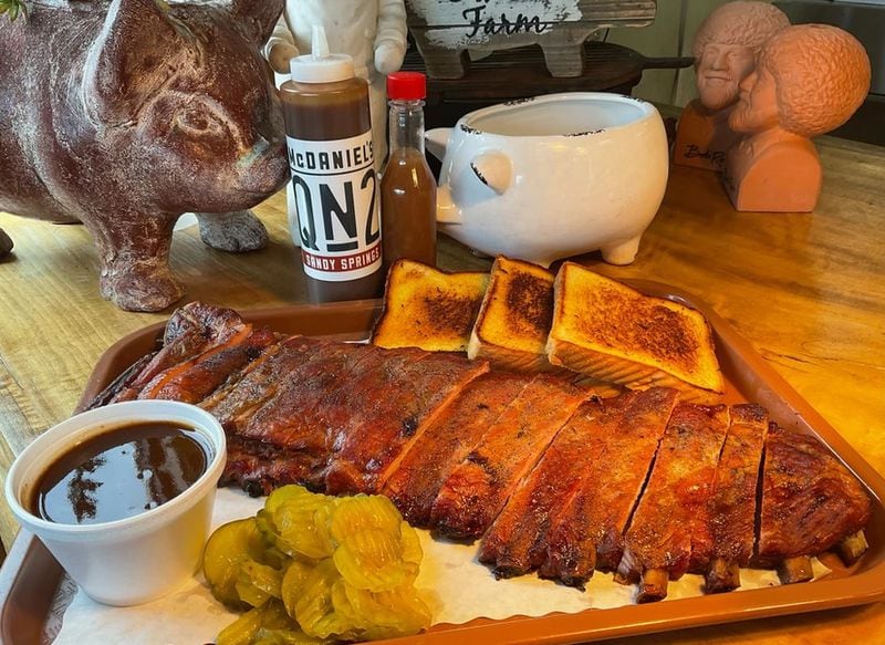 St. Louis-style ribs are among the bestselling offerings at McDaniel’s QN2 BBQ. Courtesy of McDaniel’s QN2 BBQ 
