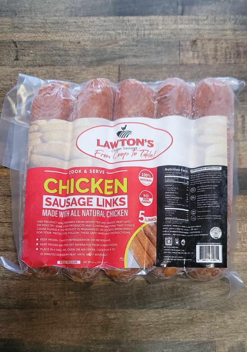 Lawton Sausage Co. chicken sausage links are available in the original recipe, a version made with  jalapeno and cheddar, and a spicy variety. (Courtesy of Lawton Sausage Co.)