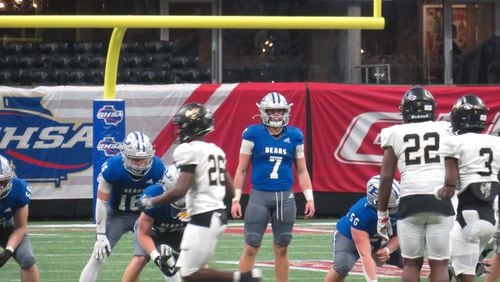 Pierce County Bears quarterback Caden McGatha (7) is one of nine returning starters from last season's 2A championship win. (Adam Krohn/For the AJC)