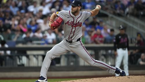Chris Sale of the Braves pitches during the first inning of a baseball game against the New York Mets, Thursday, July 25, 2024, in New York. (AP Photo/Pamela Smith)